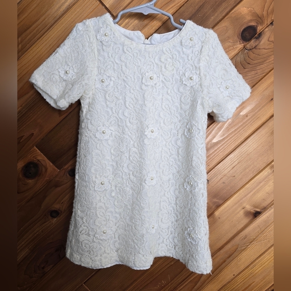 Chloe Ivory Floral Lace Kids Dress Size 4